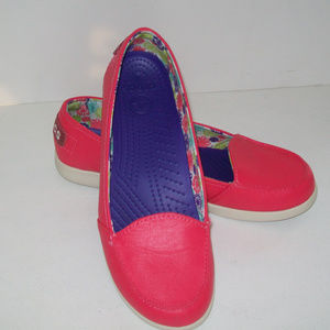 CROCS Hot Pink Leather Loafer Size 9